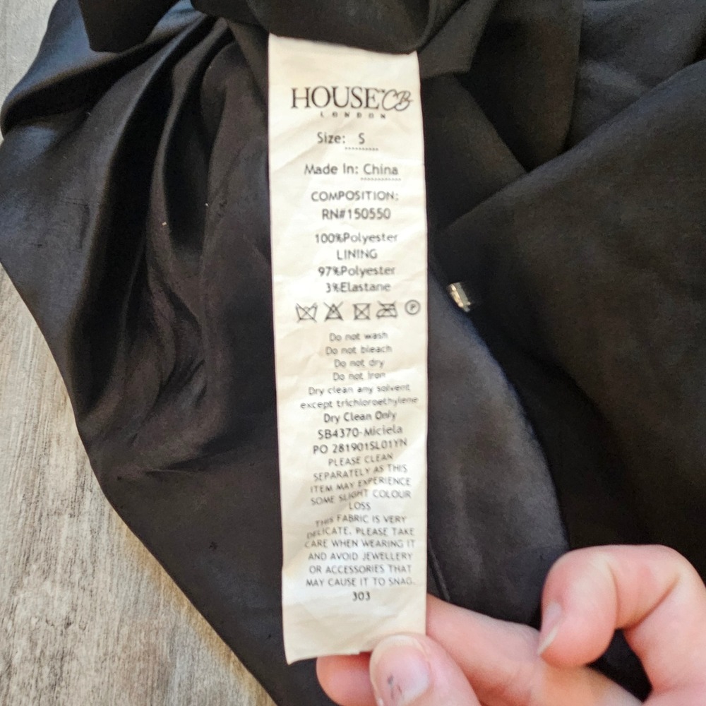 House of CB Miciela Skirt Size S Black Draped Satin Tulip Midi Pleated Wrap - Picture 8 of 8